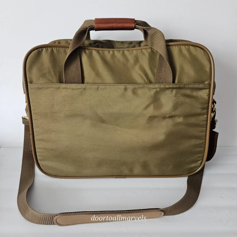 Brookfield by Hartmann Messenger Bag Carry-on Tote Leather Accents Adjustable